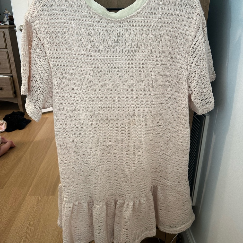 Listicle Cream Knit Dress with Short Sleeves